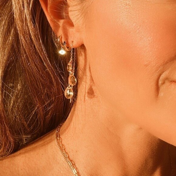 Stunning Citrine Earrings Threader Earrings Gemstone Jewelry Non-tarnish Gold - Picture 12 of 12